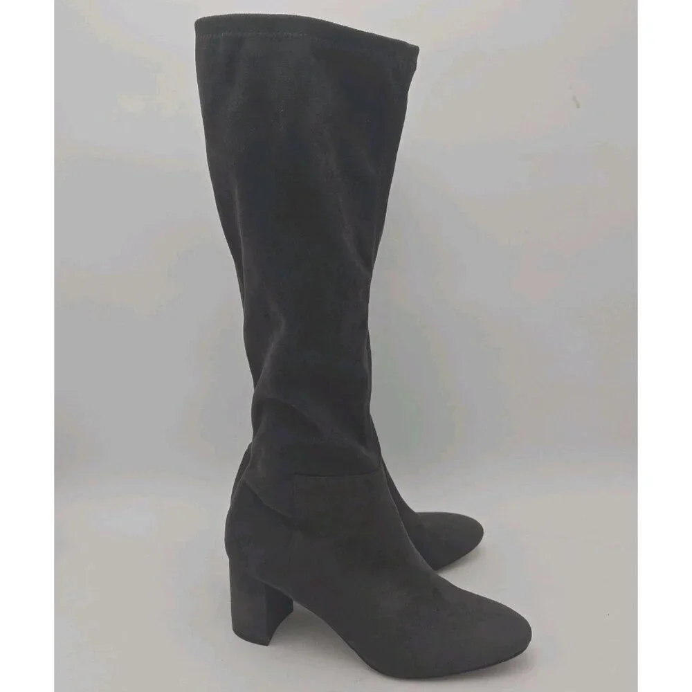 Ann Taylor Gray Grey Faux Suede Camden Knee High Block Heel Boots 10 M Womens Ta